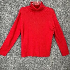 Reference Point Ribbed Turtleneck Sweater Women Plus 3X Red Long Sleeve